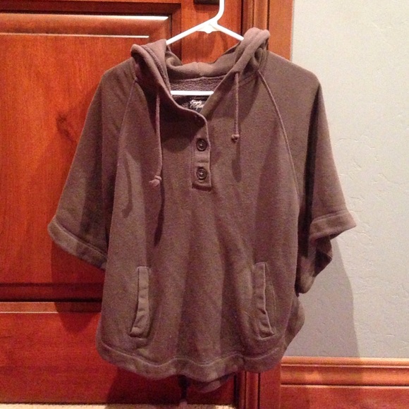 Charcoal Gray Hooded Poncho