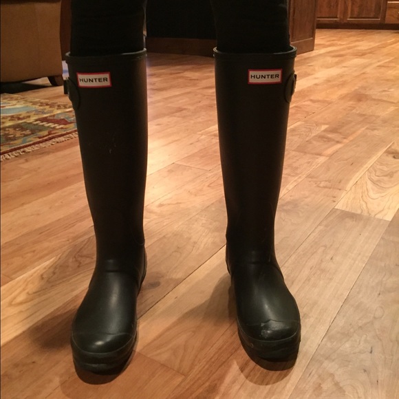 Matte black hunter boots
