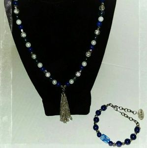 Bedazzle Pearls Midnight Heart Blue