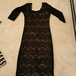 Black tight midi dress