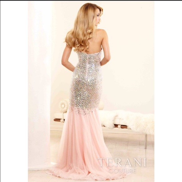Terani couture pink sequin mermaid prom gown - Picture 2 of 3