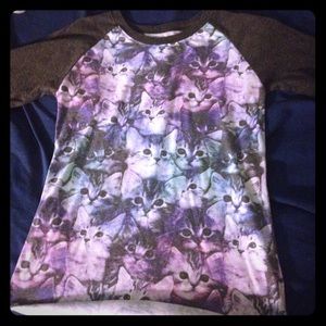 Rainbow cat baseball T