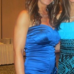 Blue strapless dress