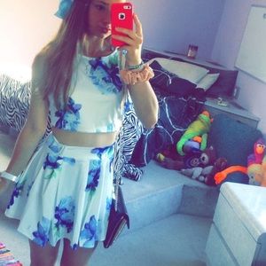 Skirt with matching crop top