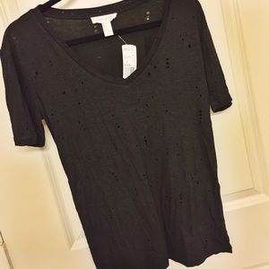 Forever 21 Distressed Black Tee