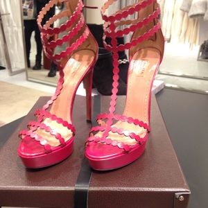BNWB ALAIA DEEP RED LASER CUT PLATFORM SANDAL