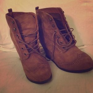 Brown heeled booties