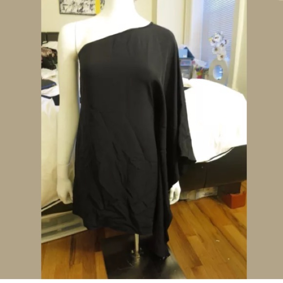 Jay Godfrey black one shoulder silk dress sz 4