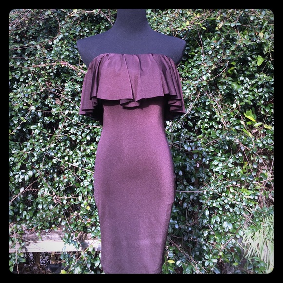 Population Dresses & Skirts - Dress the POPULATION  Lily Brown Strapless Dress S