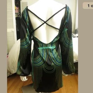 Mara Hoffman open back green printed dress medium