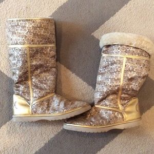 Gold & Silver Coach boots fur boots