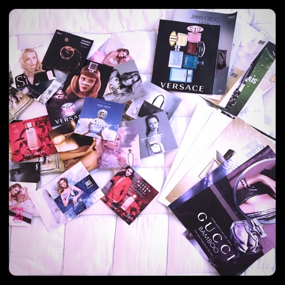 60+ perfume ads with fragrance sample cards