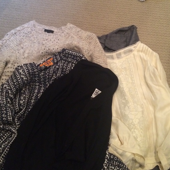 Bundle - two sweaters, two blouses, one dress
