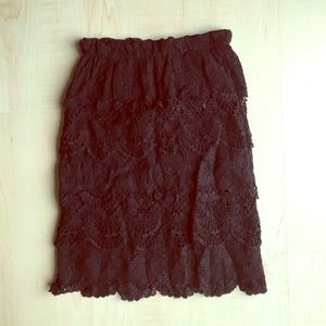 Free People black lace crochet bodycon skirt