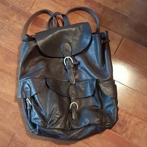 London Fog dark brown leather backpack