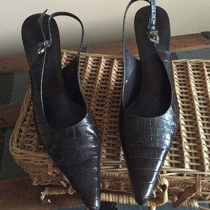 Brown sling backs