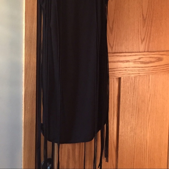 Mini sleeveless black fringe party dress or tank - Picture 4 of 4