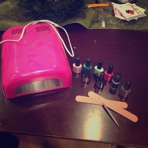 Gel nail light and 7 gel colors with tools