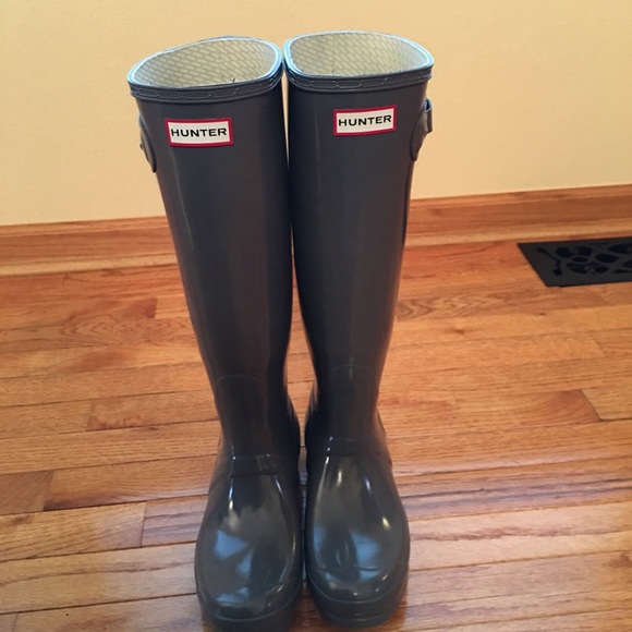 Tall Gloss Graphite Gray Hunter Boots