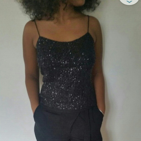Silk & sequin spaghetti strap top NWOT