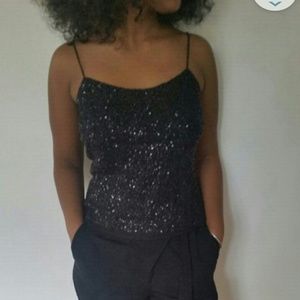 Silk & sequin spaghetti strap top NWOT
