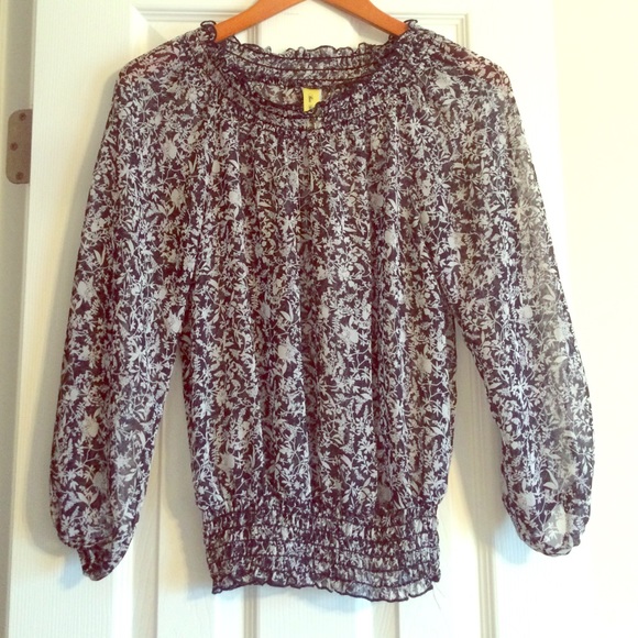 Dark navy and white blouse