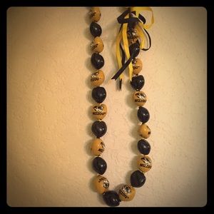 MIZZOU beaded necklace with ribbon tie