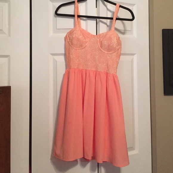 Peach corset-like top skater dress