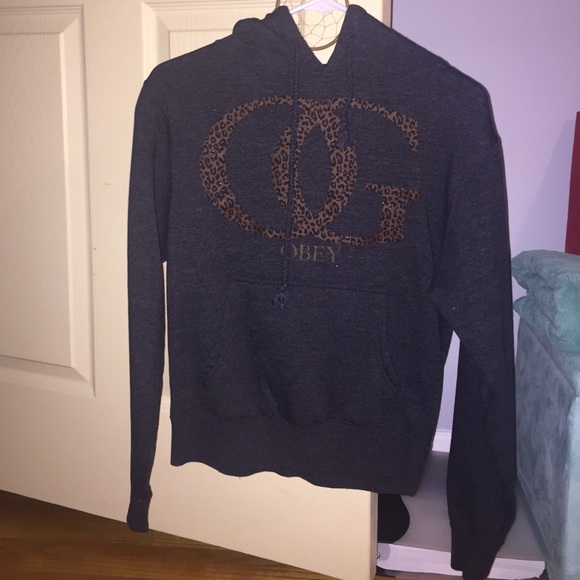 NWOT Grey / black obey cheetah OG hoodie