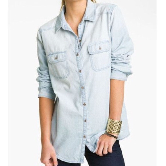 Rubbish Tops - Nordstrom Light Wash Chambray Button up