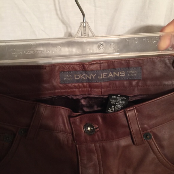 DKNY leather pants, burgundy, fully lined,