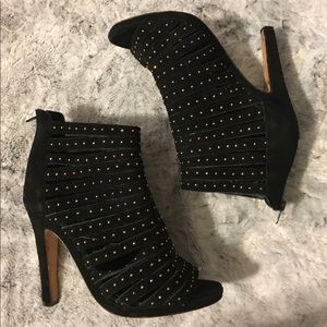 Dolce Vita black suede peep toe booties with studs