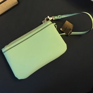 Wilsons leather clutch. NWT. Robin egg blue/zebra