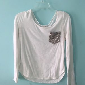 Pacsun LA Hearts white long sleeve w/ front pocket