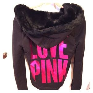 Reversible fur hoodie