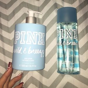PINK lotion (500 ml) and (250 ml) body mist.