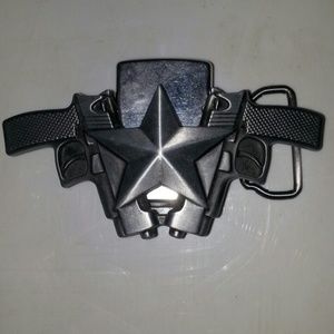 Nautical star and guns belt buckle zippo holder