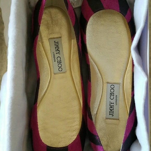 Jimmy Choo pink zebra print suede flats - Picture 4 of 4
