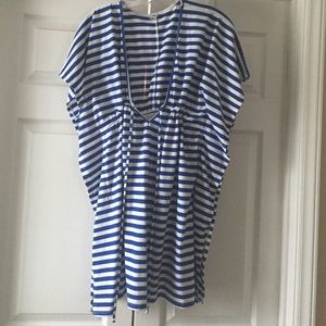 Old Navy Blue White Striped Beach Cover Up