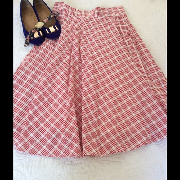 Gingham Red Midi Skirt