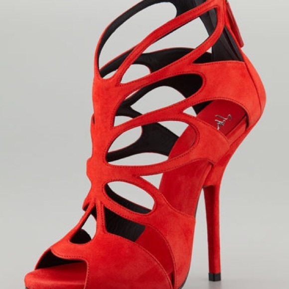 Butterfly Cutout Suede Sandal, Red - Picture 1 of 3