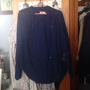 Long sleeve lace button up