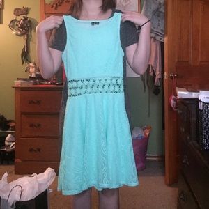 Flowy mint colored dress.