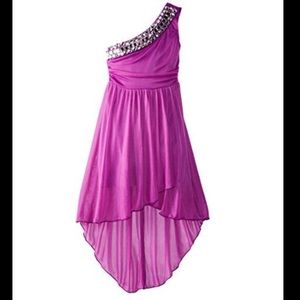 NEW Girl's One Shoulder Purple party hoco Dress