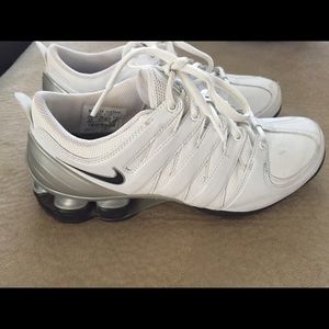 White Leather Nike Shox