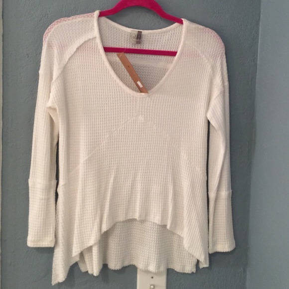 Paper Crane white Hi-Lo waffle top