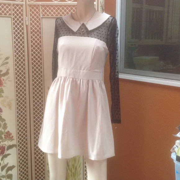 Darling cute nude with lace dress