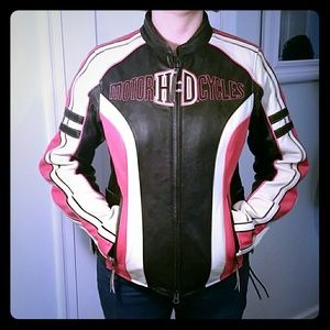 Harley Davidson leather pink riding jacket