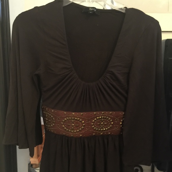 Sky brand top with leather belt detail