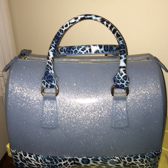 Leopard Print Blue Purse